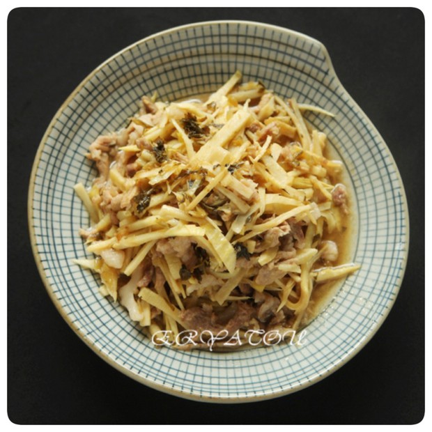 倒笃菜冬笋炒肉丝的做法