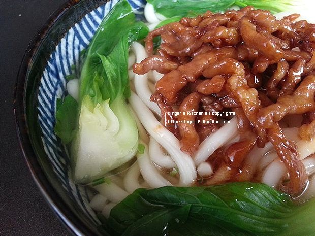 肉丝菜汤乌冬面的做法
