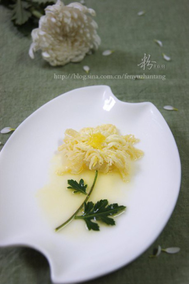 橙汁菊花玉子豆腐的做法