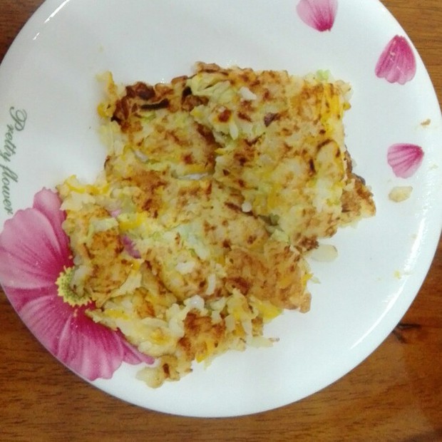 南瓜白菜米饭饼的做法