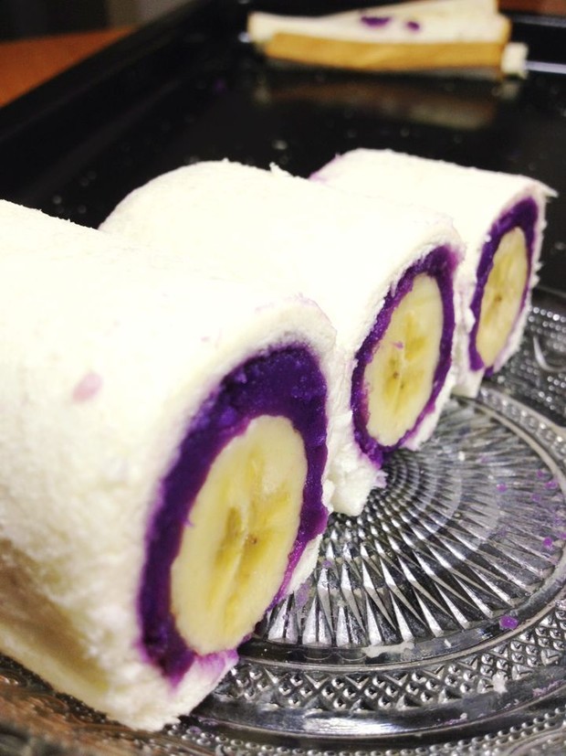 紫薯香蕉吐司卷的做法