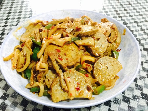 杏鲍菇辣炒炸素鸡的做法