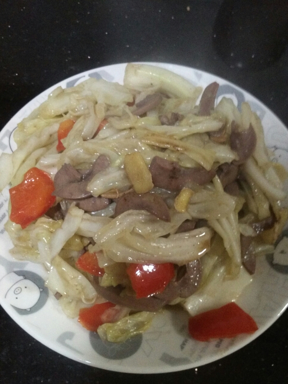 麻油炒猪腰(配高丽菜)的做法