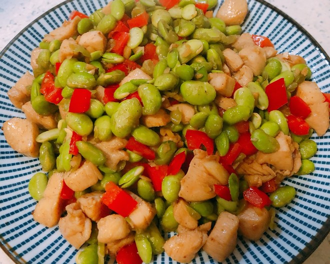 超下饭毛豆炒鸡胸肉的做法